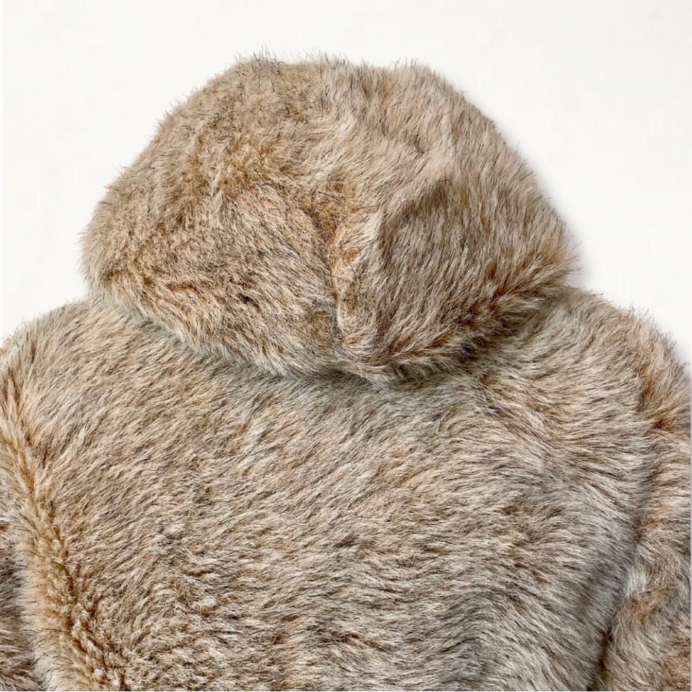 Vintage Cropped Faux Fur Hooded Zip-Up Jacket - Picture 9 of 16